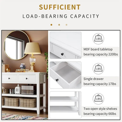 Merax Retro Design Console Table with3 Top Drawers