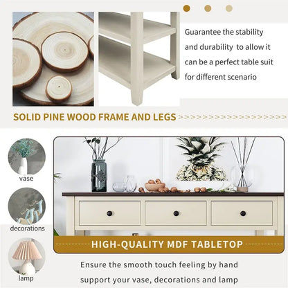 Merax Retro Design Console Table with3 Top Drawers