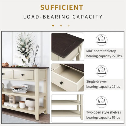 Merax Retro Design Console Table with3 Top Drawers