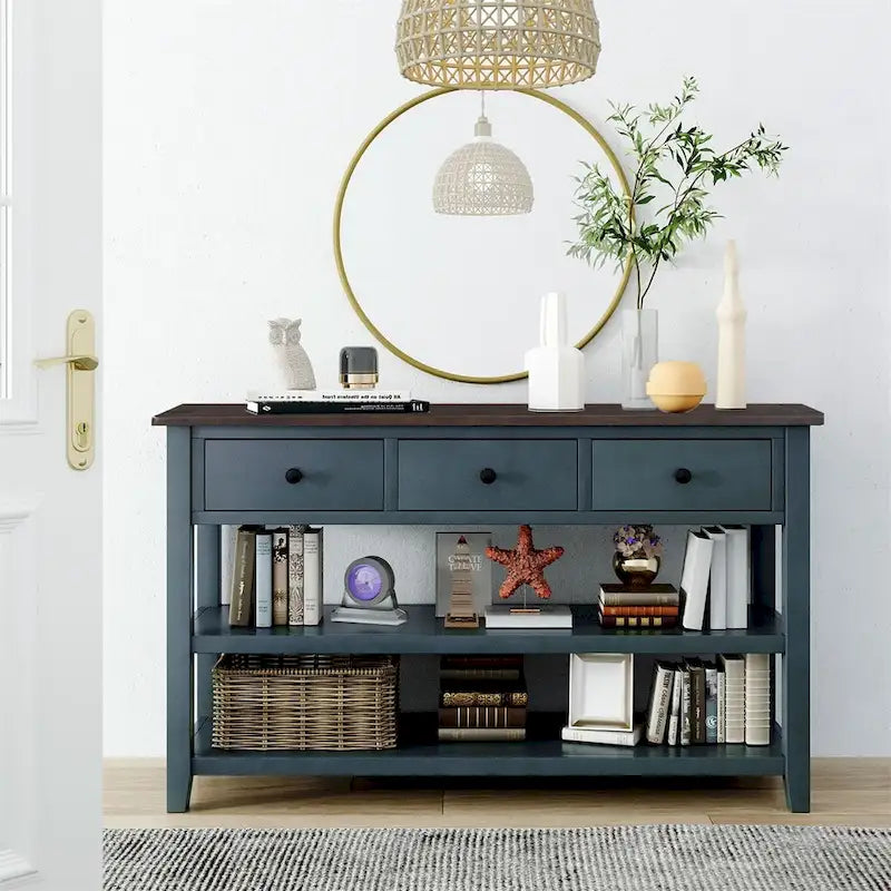 Merax Retro Design Console Table with3 Top Drawers