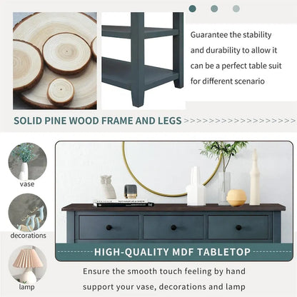 Merax Retro Design Console Table with3 Top Drawers