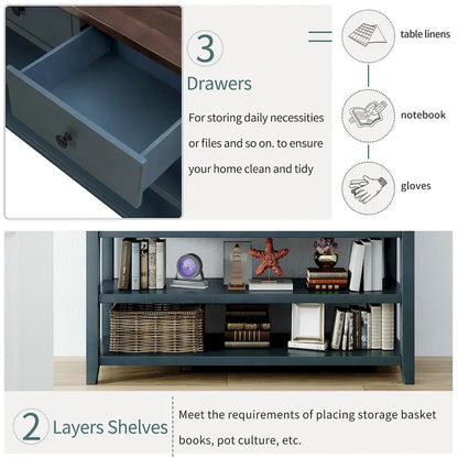 Merax Retro Design Console Table with3 Top Drawers