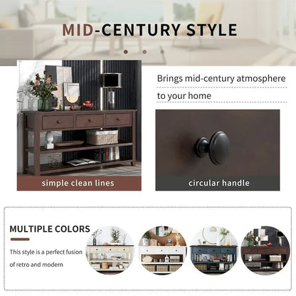 Merax Retro Design Console Table with3 Top Drawers