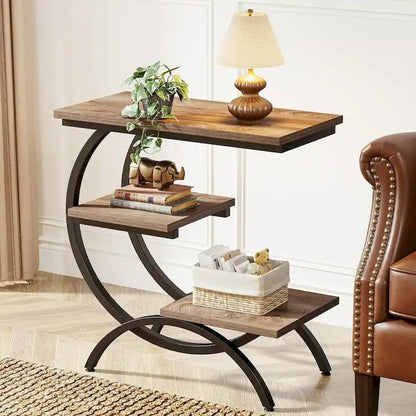Industrial 3-Tier Small Side Table for Couch