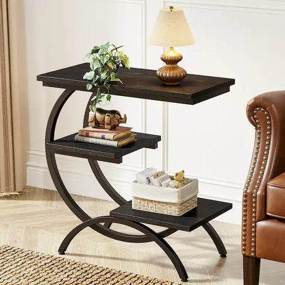 Industrial 3-Tier Small Side Table for Couch