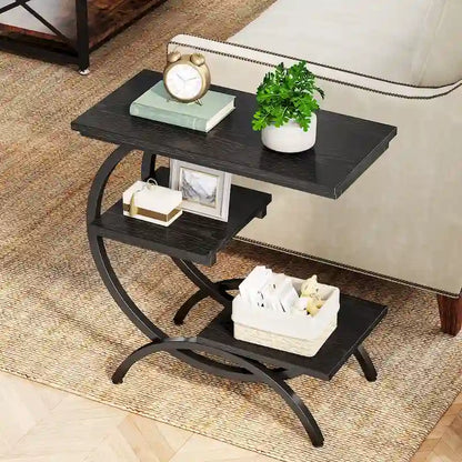 Industrial 3-Tier Small Side Table for Couch