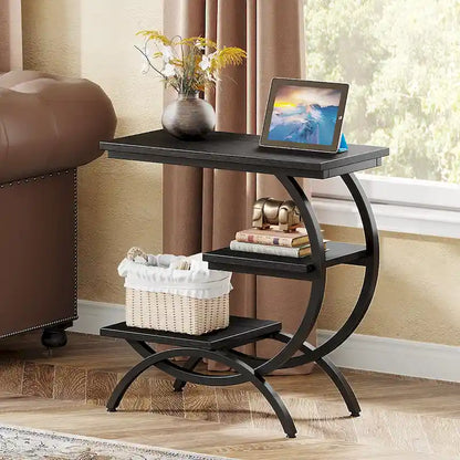 Industrial 3-Tier Small Side Table for Couch
