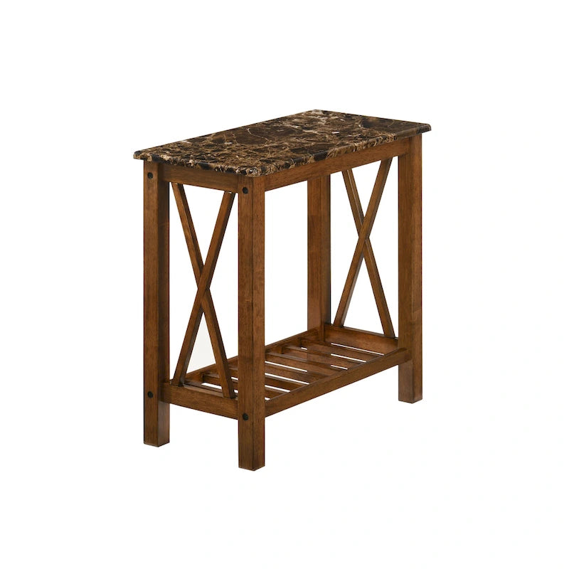 Joya Farmhouse 12-inch Faux Marble 1-Shelf Side Table by Furniture of America