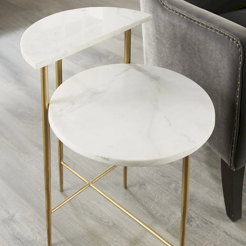Steve Silver Parkes White Marble Top Accent Table