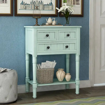 Nestfair Narrow Console Table with 3 Drawers and Shelf