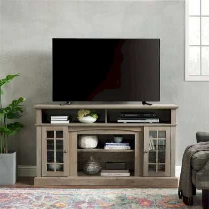 Entertainment Console with Open and Closed Storage Space