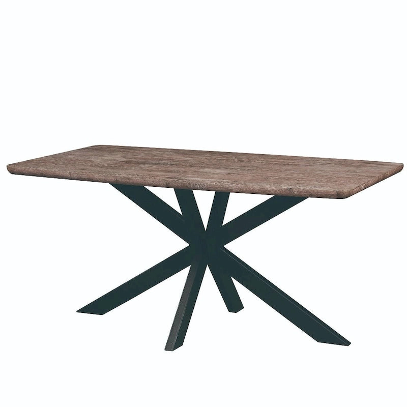63 Rectangular Dining Table with MDF Tabletop & X-Cross Geometric Metal Base for Home Kitchen Dining Room
