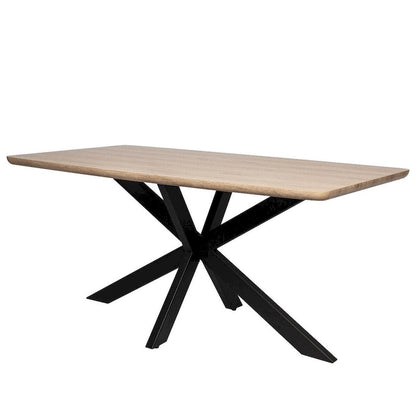 63 Rectangular Dining Table with MDF Tabletop & X-Cross Geometric Metal Base for Home Kitchen Dining Room