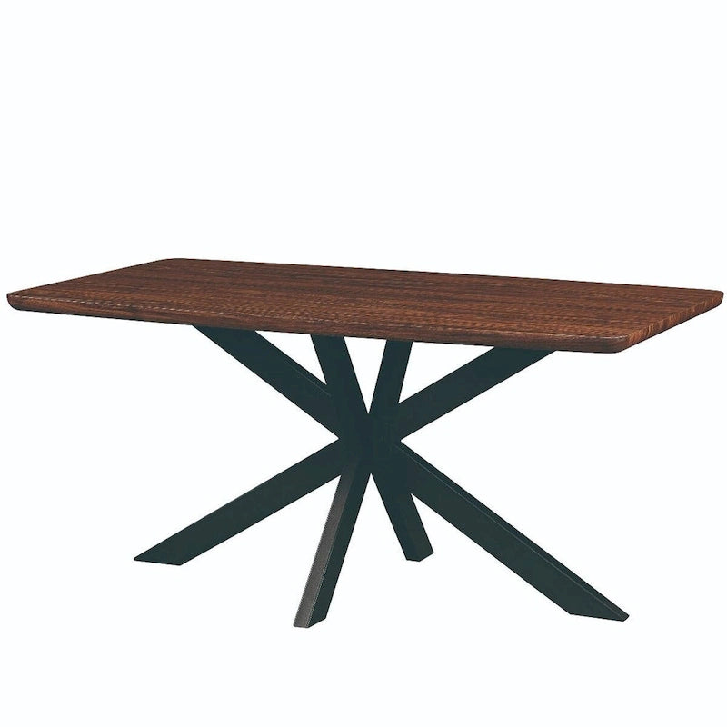 63 Rectangular Dining Table with MDF Tabletop & X-Cross Geometric Metal Base for Home Kitchen Dining Room