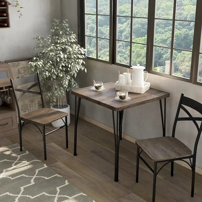 Zath Industrial Metal Compact 3-Piece Square Dining Table Set by Furniture of America