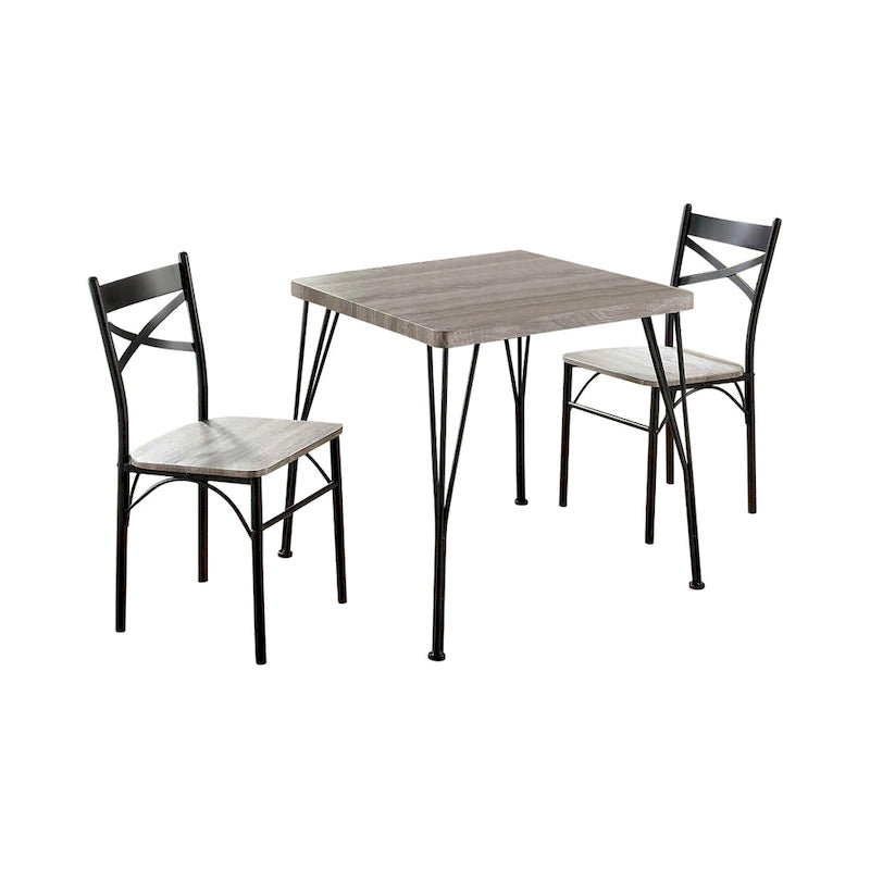 Zath Industrial Metal Compact 3-Piece Square Dining Table Set by Furniture of America