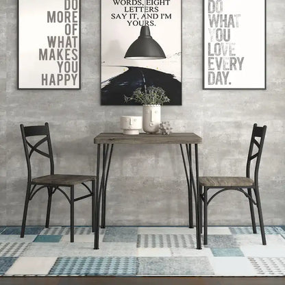 Zath Industrial Metal Compact 3-Piece Square Dining Table Set by Furniture of America