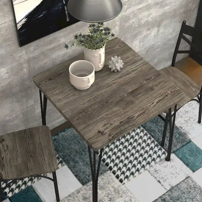 Zath Industrial Metal Compact 3-Piece Square Dining Table Set by Furniture of America