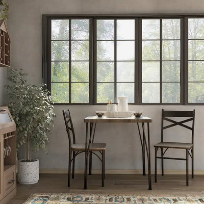 Zath Industrial Metal Compact 3-Piece Square Dining Table Set by Furniture of America