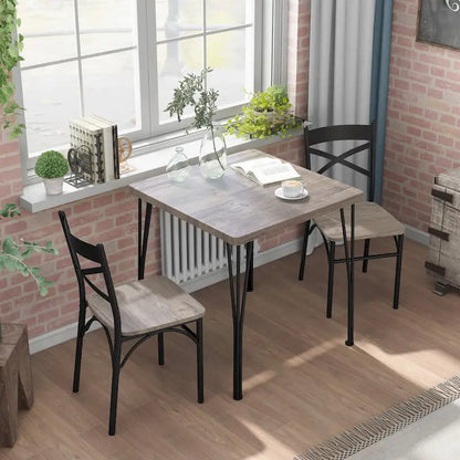 Zath Industrial Metal Compact 3-Piece Square Dining Table Set by Furniture of America