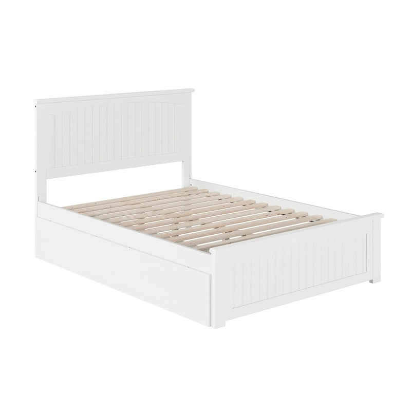 Nantucket Full Platform Bed with 2 Bed Drawers in White