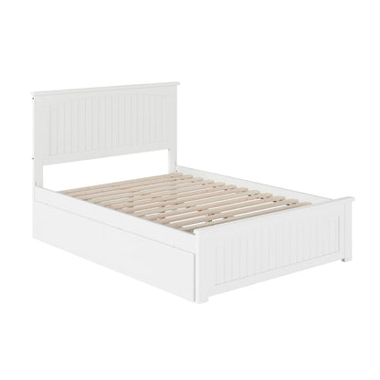 Nantucket Full Platform Bed with 2 Bed Drawers in White
