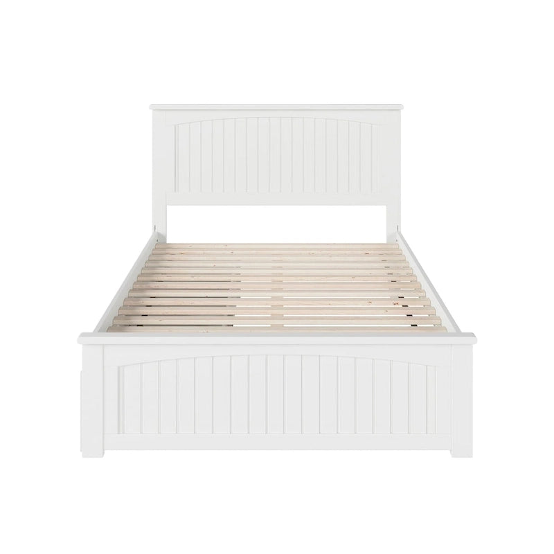 Nantucket Full Platform Bed with 2 Bed Drawers in White