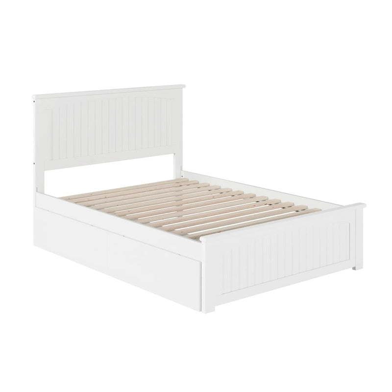 Nantucket Full Platform Bed with 2 Bed Drawers in White