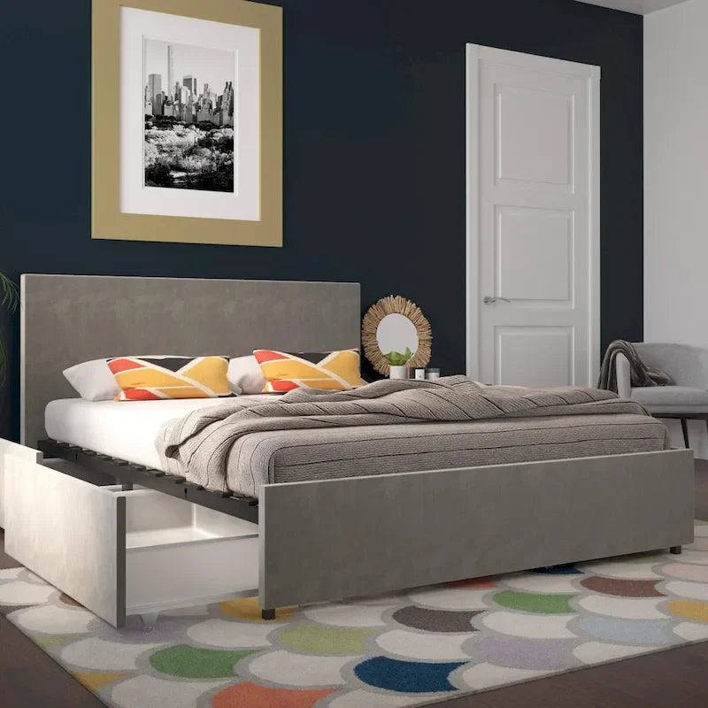 The Novogratz Kelly Upholstered Bed with Storage Drawers