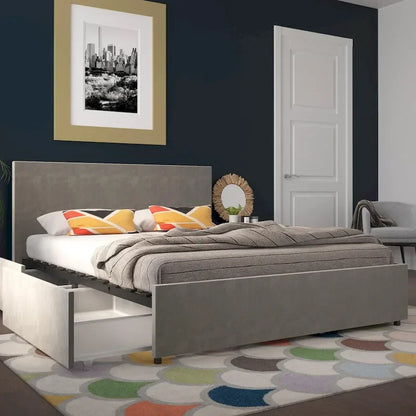 The Novogratz Kelly Upholstered Bed with Storage Drawers