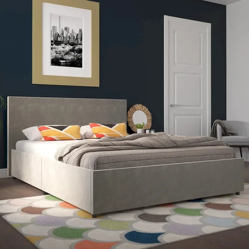 The Novogratz Kelly Upholstered Bed with Storage Drawers