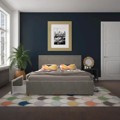 The Novogratz Kelly Upholstered Bed with Storage Drawers