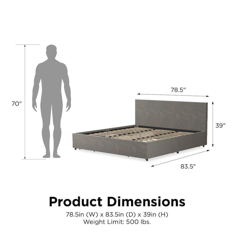 The Novogratz Kelly Upholstered Bed with Storage Drawers