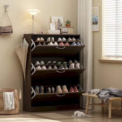 Home Modern 3 Drawer Shoe Cabinet 3-Tier Shoe Rack Storage Organizer