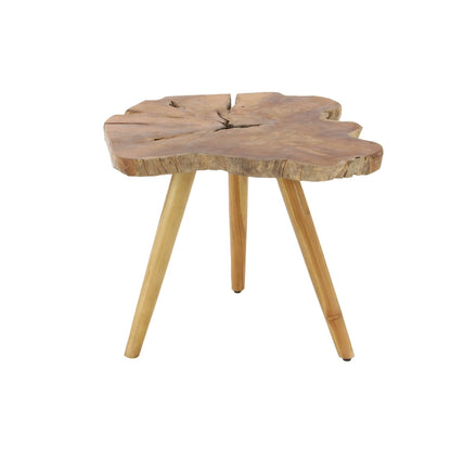 Teak Wood Handmade Live Edge Accent Table with Tripod Legs - Brown - Roche River Decor - 25W x 27L x 20H