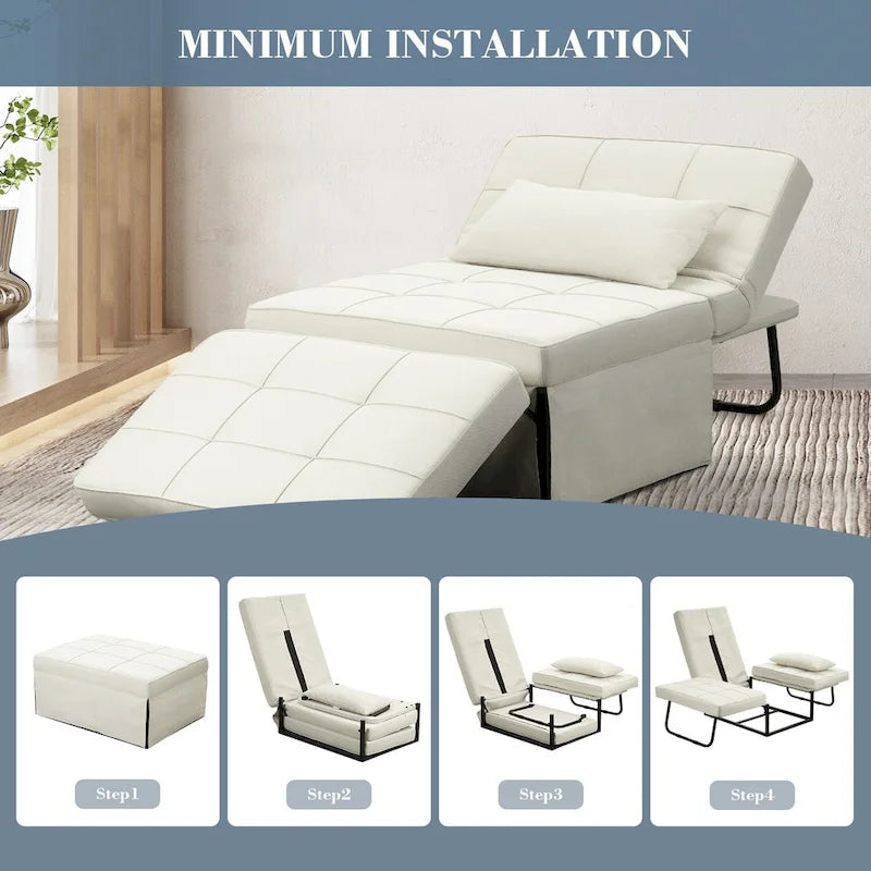 Zenova 4-1 Adjustable Sleeper Sofa Chair with Ottoman, Sofa Bed ,Couch Bed