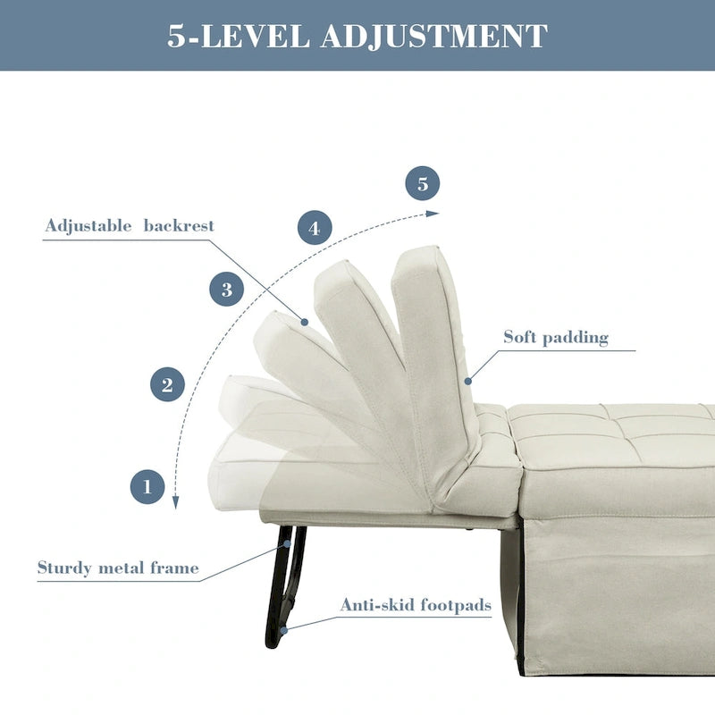 Zenova 4-1 Adjustable Sleeper Sofa Chair with Ottoman, Sofa Bed ,Couch Bed
