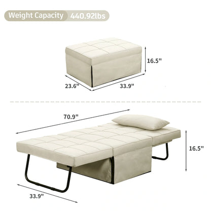 Zenova 4-1 Adjustable Sleeper Sofa Chair with Ottoman, Sofa Bed ,Couch Bed