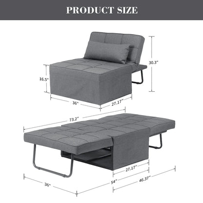 Zenova 4-1 Adjustable Sleeper Sofa Chair with Ottoman, Sofa Bed ,Couch Bed
