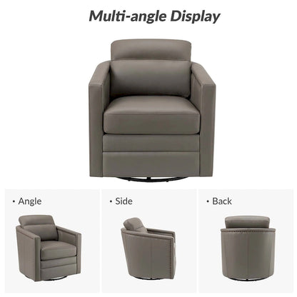 Jorge 28.74 Wide Genuine Leather Swivel Chair Set of 2