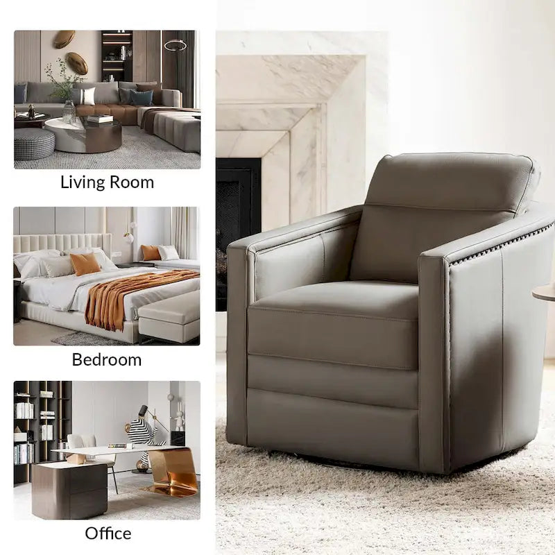 Jorge 28.74 Wide Genuine Leather Swivel Chair Set of 2