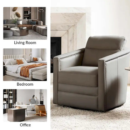 Jorge 28.74 Wide Genuine Leather Swivel Chair Set of 2