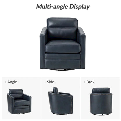 Jorge 28.74 Wide Genuine Leather Swivel Chair Set of 2