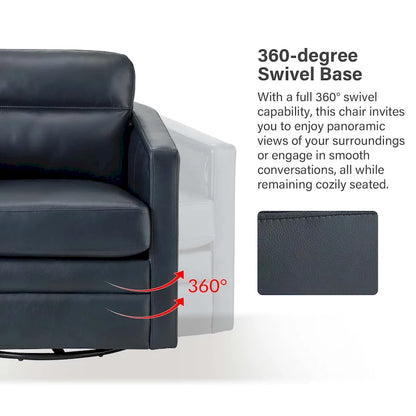 Jorge 28.74 Wide Genuine Leather Swivel Chair Set of 2