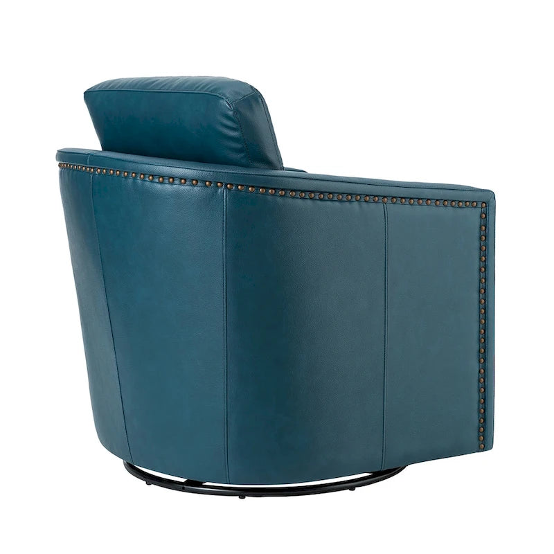 Jorge 28.74 Wide Genuine Leather Swivel Chair Set of 2