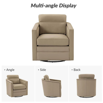 Jorge 28.74 Wide Genuine Leather Swivel Chair Set of 2