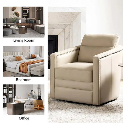 Jorge 28.74 Wide Genuine Leather Swivel Chair Set of 2