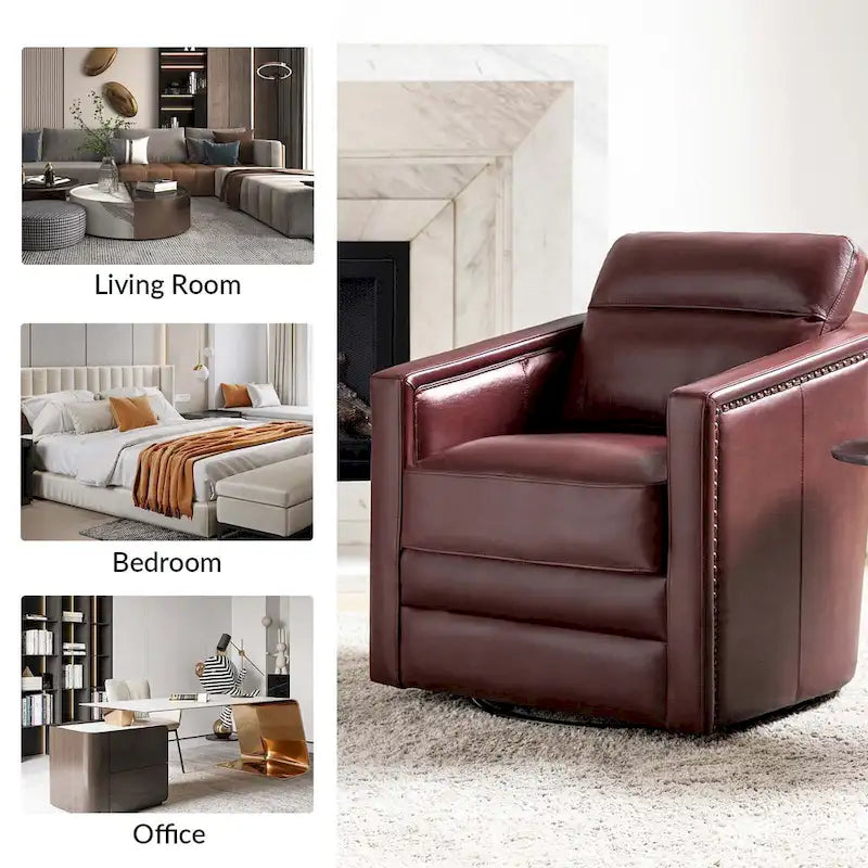 Jorge 28.74 Wide Genuine Leather Swivel Chair Set of 2