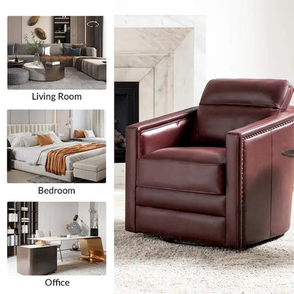 Jorge 28.74 Wide Genuine Leather Swivel Chair Set of 2