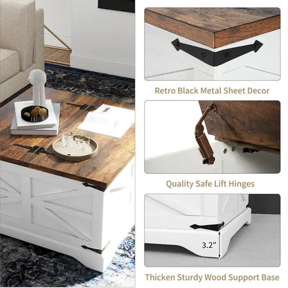 Farmhouse Coffee Table with Storage